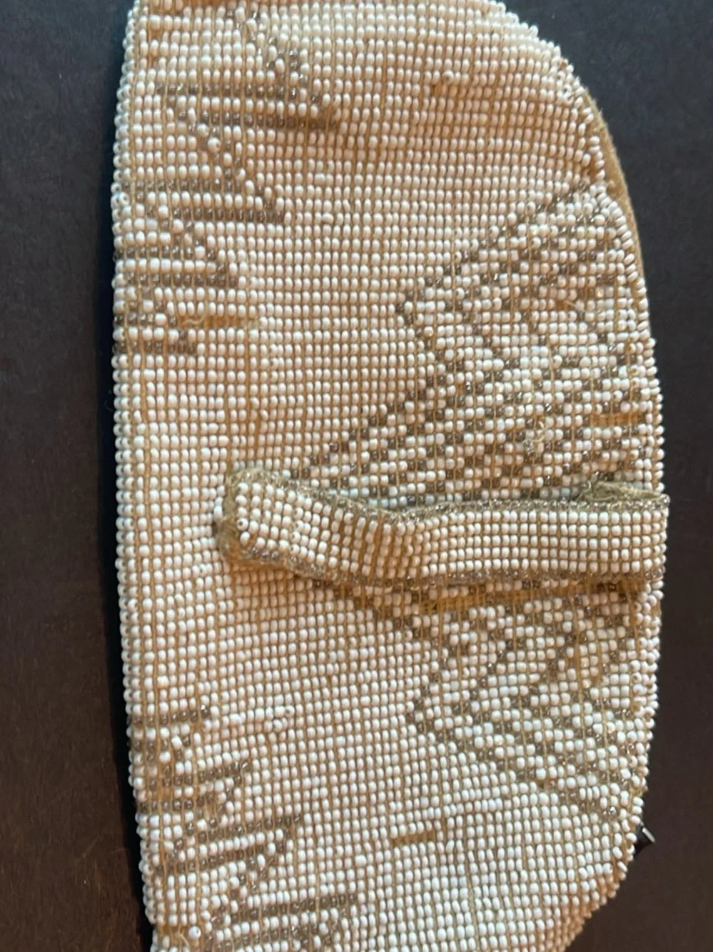 Beaded Clutch Purse in Ivory and Gold